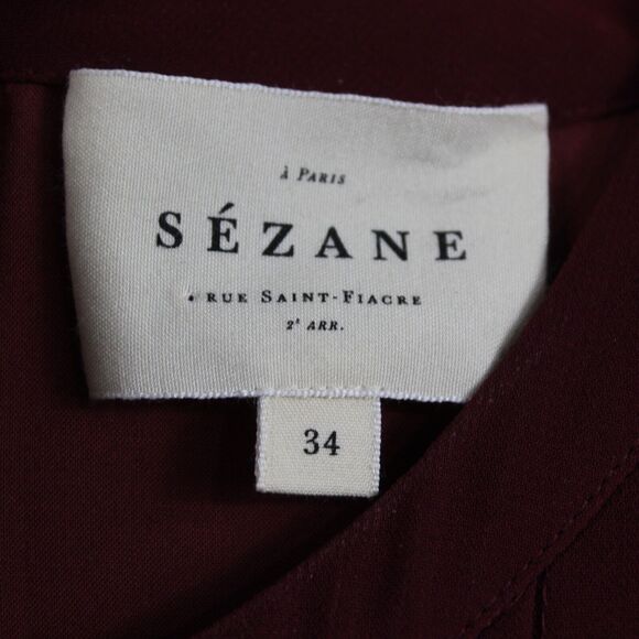 Sezane Burgundy Mini Dress with Black Polka Dots - Picture 9 of 14